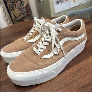 Vans Tan Suede Platform Sneakers